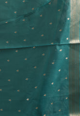 Mehendi Green with Rama Green Border Tissue Silk Saree with Blouse Piece