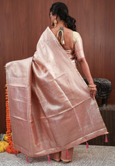 Peach Tissue Silk Saree with Blouse Piece