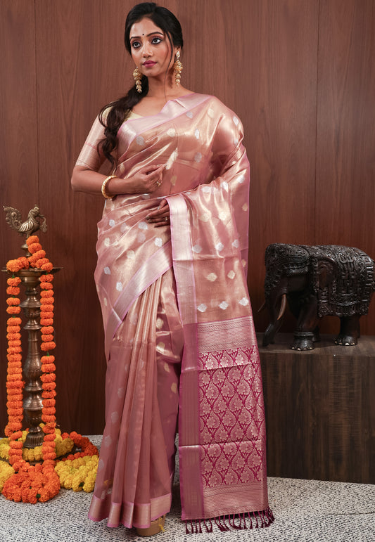 Mauve Tissue Silk Saree with Blouse Piece