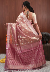 Mauve Tissue Silk Saree with Blouse Piece