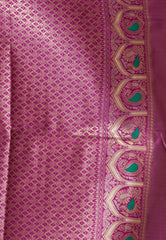 Golden with Magenta Tissue Silk Saree with Blouse Piece