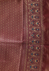 Golden with Purple Border Tissue Silk Saree with Blouse Piece