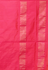 White with Ganga-Jamuna Border (Feroza and Rani Pink) Handloom Ikkat Saree With Blouse Piece