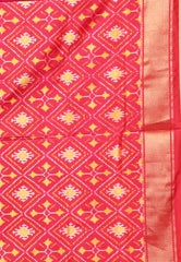 Magenta with Rani Pink Border Handloom Ikkat Saree With Blouse Piece