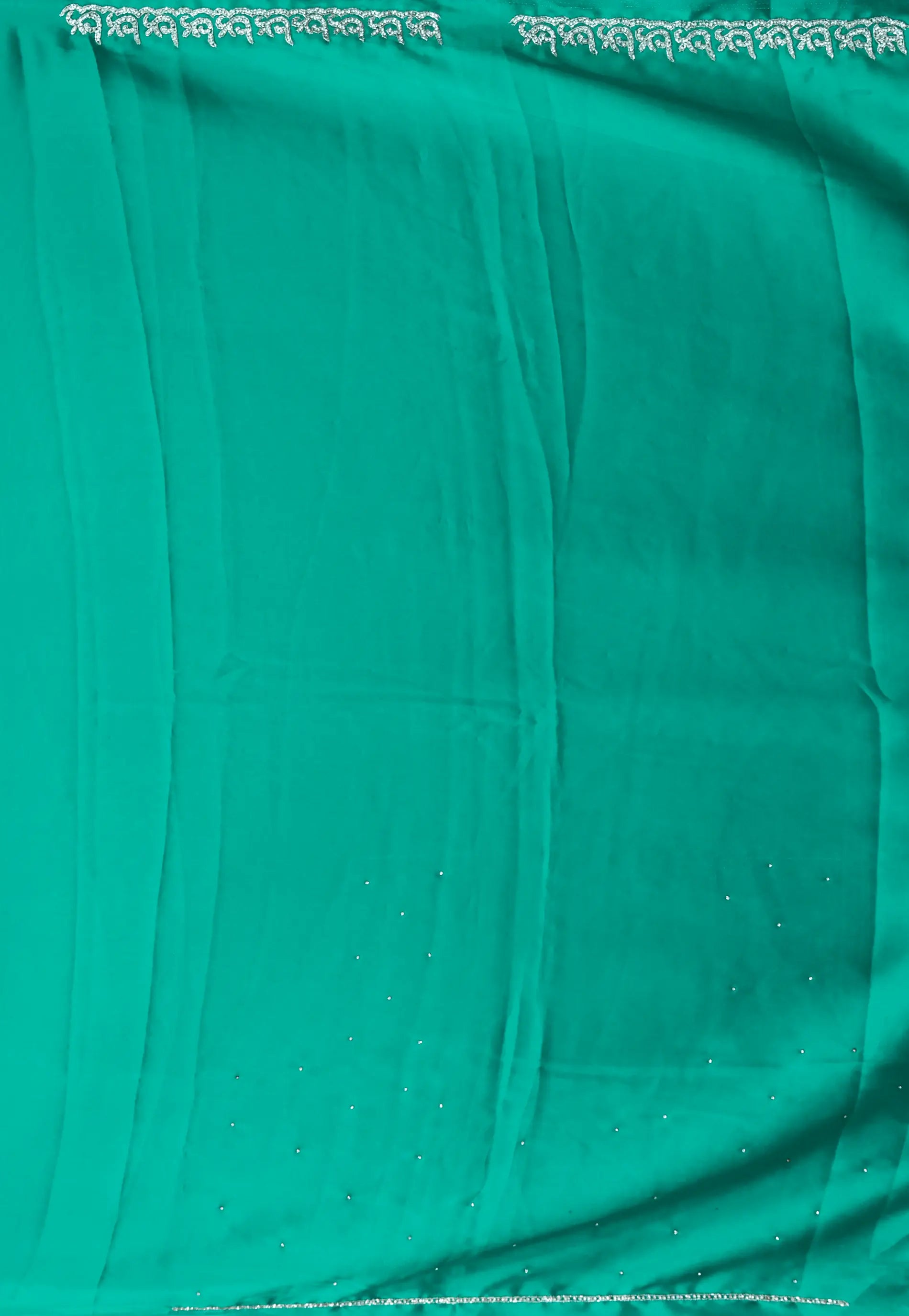 Rama Green Embroidery Saree with Blouse Piece