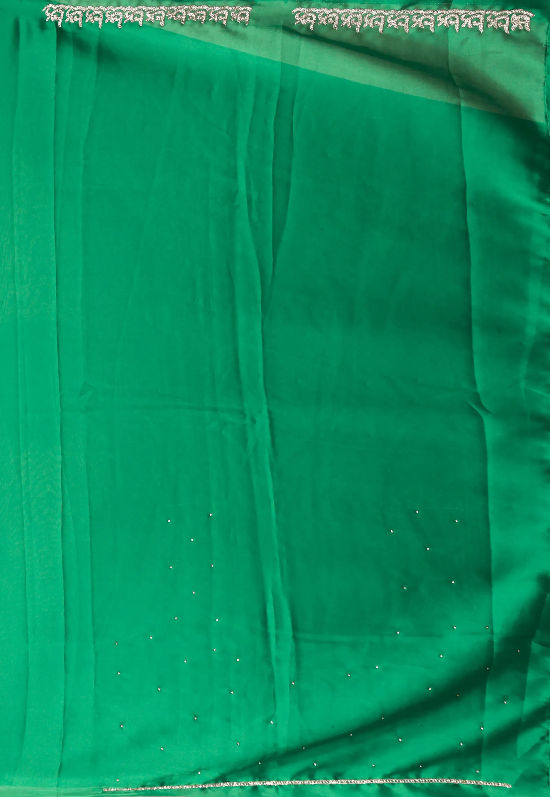 Rama Green Embroidery Saree with Blouse Piece
