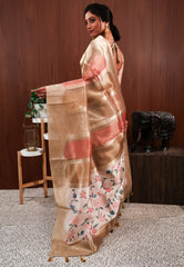 Golden Tissue Silk Saree With Blouse Piece