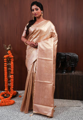 Beige Tissue Silk Saree With Blouse Piece