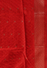 Red Tissue Silk Saree With Blouse Piece