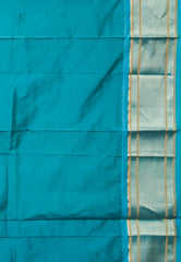 Blue with Rama Green Border Paithani Pure Silk Saree With Blouse Piece