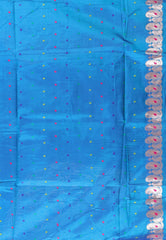 Feroza Blue Baluchari Silk Saree with Blouse Piece