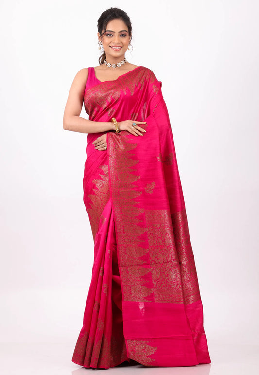 Rani Pure Tussar Silk with Blouse Piece - Adi Akshoy & Co.