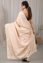 Beige Tussar Silk with Blouse Piece - Adi Akshoy & Co.