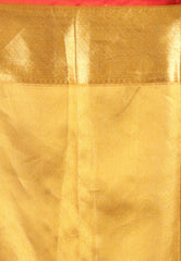 Golden Yellow Brocade Pure Tissue Kanjivaram Silk Saree With Blouse Piece  - Adi Akshoy & Co.