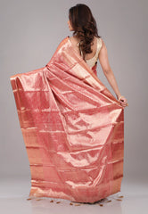 Red with Golden Zari work Kanjivaram with Blouse Piece