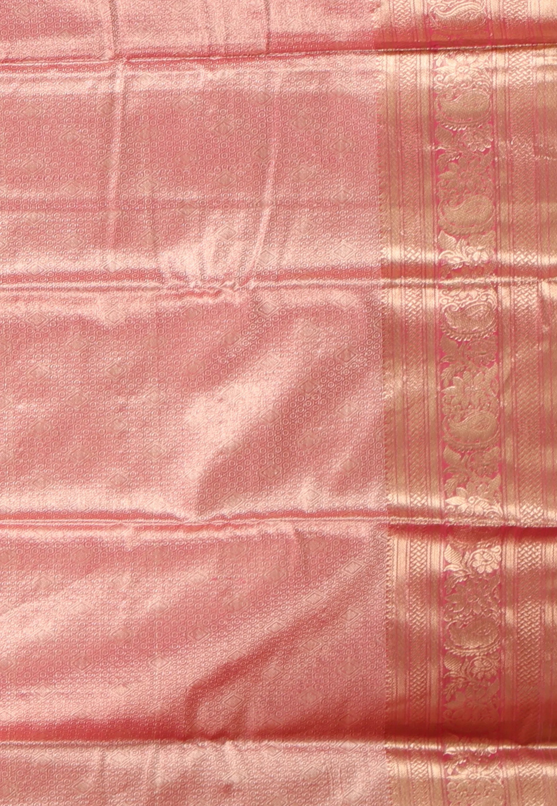 Rani Pink with Golden Zari work Kanjivaram with Blouse Piece