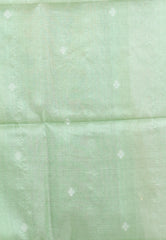 Light Green Dhakai Jamdani Pure Tussar Silk Saree with Blouse Piece