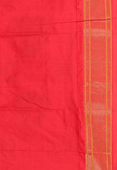 Magenta with Red Zari Border Pure Paithani Silk Saree With Blouse Piece - Adi Akshoy & Co.