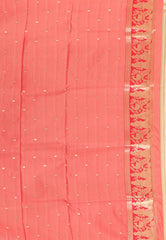 Beige with Red Border Baluchari Silk Saree with Blouse Piece - Adi Akshoy & Co.