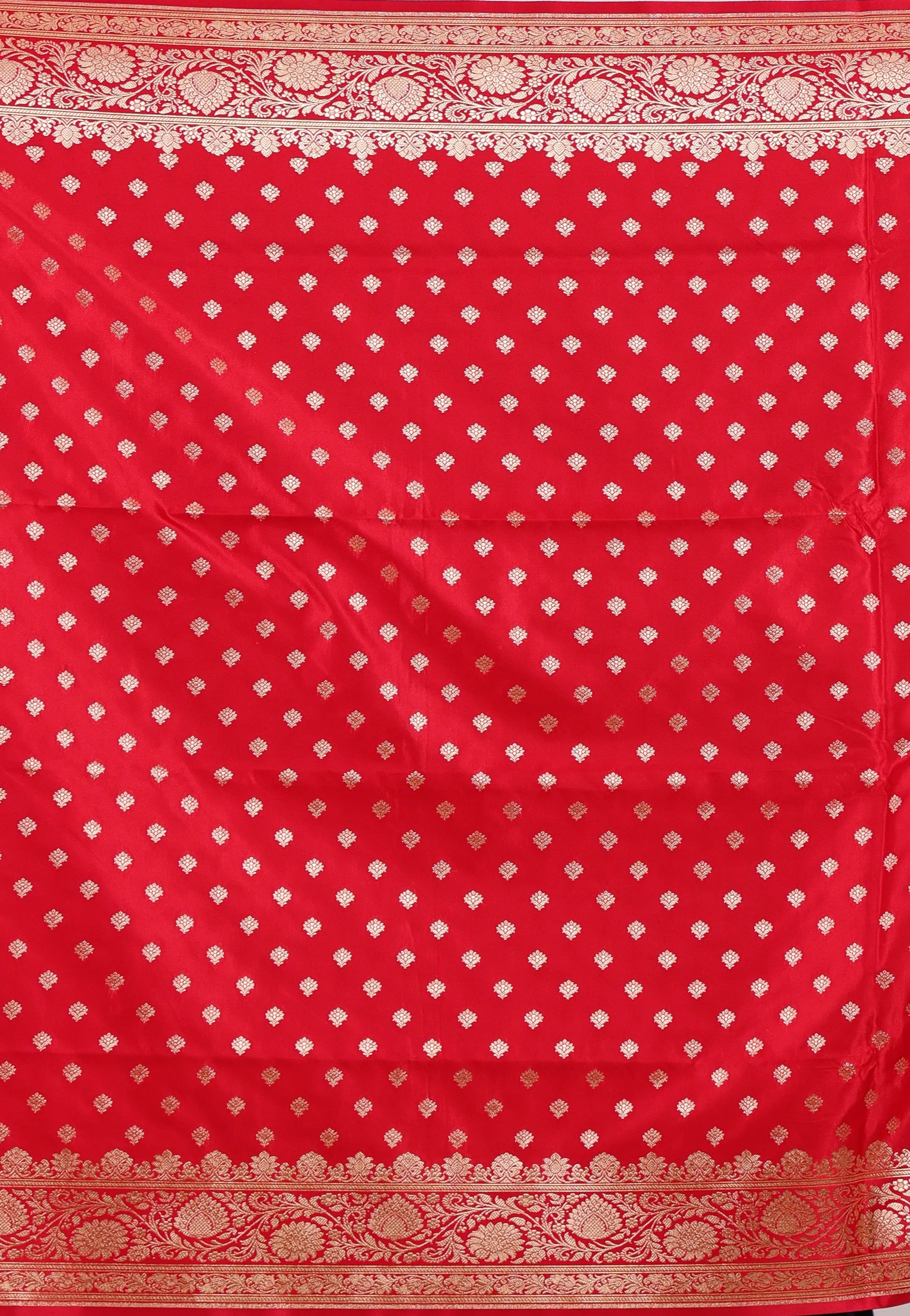 Beige with Red Border Pastel Benarasi Saree With Blouse Piece - Adi Akshoy & Co.