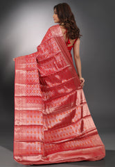 Red Kanjivaram Silk Saree With Blouse Piece - Adi Akshoy & Co.
