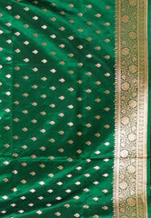 Bottle Green Wedding Banarasi Saree with Blouse Piece - Adi Akshoy & Co.