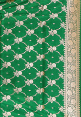 Sea Green Pastel Benarasi Saree With Blouse Piece - Adi Akshoy & Co.