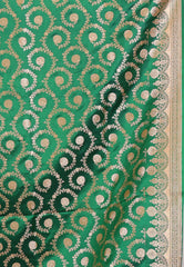 Bottle Green Wedding Banarasi Saree with Blouse Piece - Adi Akshoy & Co.