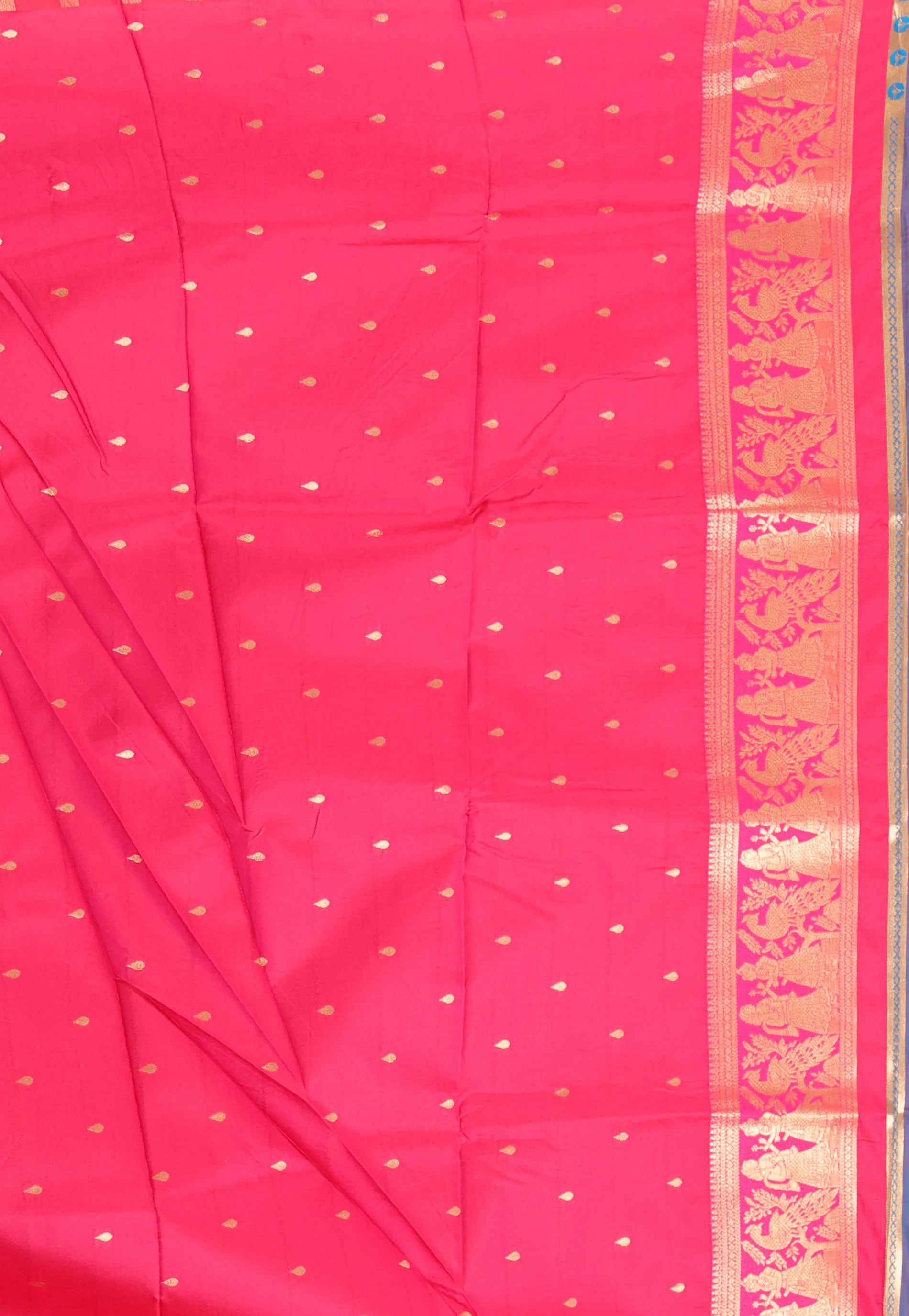 Dual shades of Purple & Blue with Rani Border Baluchari Silk Saree with Blouse Piece - Adi Akshoy & Co.