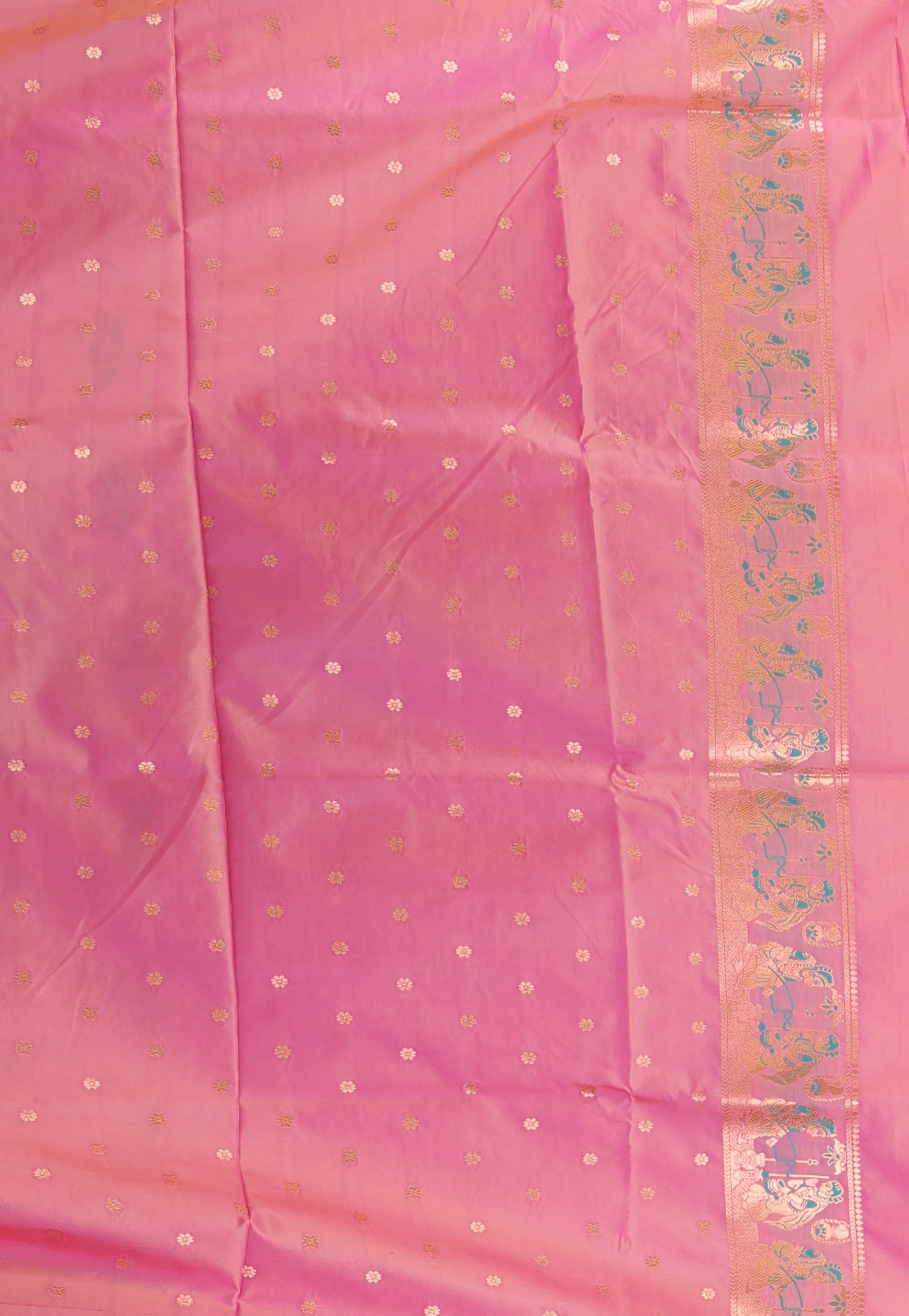Onion Pink Baluchari Silk Saree with Blouse Piece - Adi Akshoy & Co.