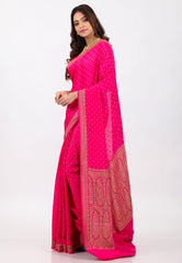 Rani with Zari work Khaddi  Georgette Benarasi Saree with Blouse Piece - Adi Akshoy & Co.