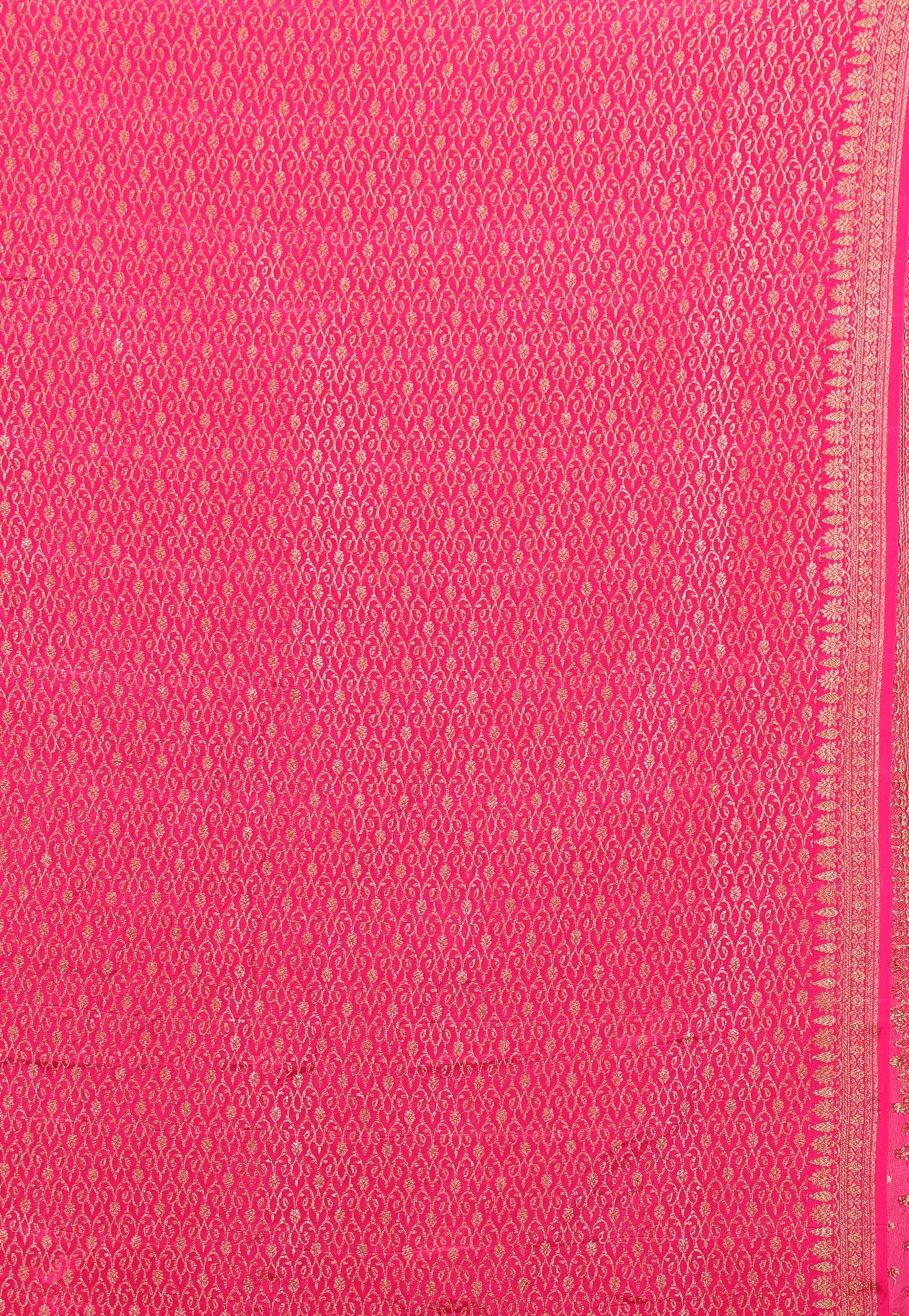 Rani with Zari work Khaddi  Georgette Benarasi Saree with Blouse Piece - Adi Akshoy & Co.