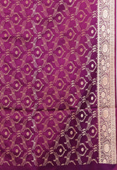 Icy Blue with Magenta Border Pastel Banarasi Saree With Blouse Piece - Adi Akshoy & Co.