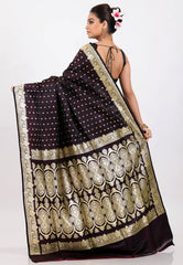 Dark Maroon with Zari work Wedding Banarasi Saree with Blouse Piece - Adi Akshoy & Co.