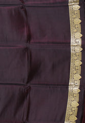 Dark Maroon with Zari work Wedding Banarasi Saree with Blouse Piece - Adi Akshoy & Co.