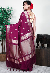 Magenta Mashru Silk Saree with Blouse Piece