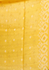 Yellow Pure Tussar Dhakai Jamdani Saree with Blouse Piece - Adi Akshoy & Co.