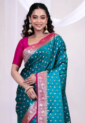 Rama Green Wedding Banarasi Silk Saree with Blouse Piece - Adi Akshoy & Co.