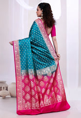 Rama Green Wedding Banarasi Silk Saree with Blouse Piece - Adi Akshoy & Co.