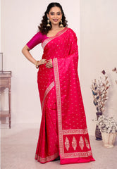 Rani Pink Mashru Silk Saree with Blouse Piece - Adi Akshoy & Co.