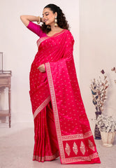 Rani Pink Mashru Silk Saree with Blouse Piece - Adi Akshoy & Co.
