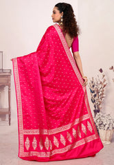 Rani Pink Mashru Silk Saree with Blouse Piece - Adi Akshoy & Co.