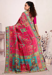Rani Pink Kani Silk Saree With Blouse Piece - Adi Akshoy & Co.