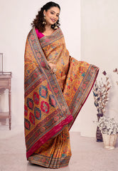 Mustard Yellow Kani Silk Saree With Blouse Piece - Adi Akshoy & Co.