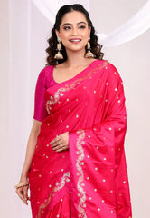 Rani Pink Mashru Silk Saree with Blouse Piece - Adi Akshoy & Co.