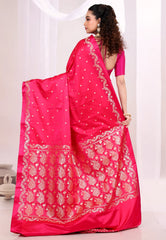 Rani Pink Mashru Silk Saree with Blouse Piece - Adi Akshoy & Co.