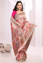 Beige Kani Silk Saree With Blouse Piece  - Adi Akshoy & Co.