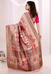 Beige Kani Silk Saree With Blouse Piece  - Adi Akshoy & Co.