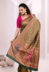 Rama Green Kani Silk Saree With Blouse Piece - Adi Akshoy & Co.