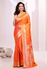 Orange Wedding Banarasi Silk Saree with Blouse Piece - Adi Akshoy & Co.